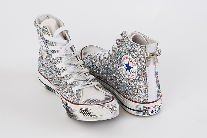 Converse All Star Custom Glitter Argento | Lillylab scarpe personalizzate