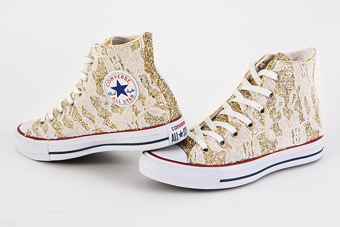 Converse All Star Custom Oro \u0026 Pizzo | Lillylab scarpe personalizzate