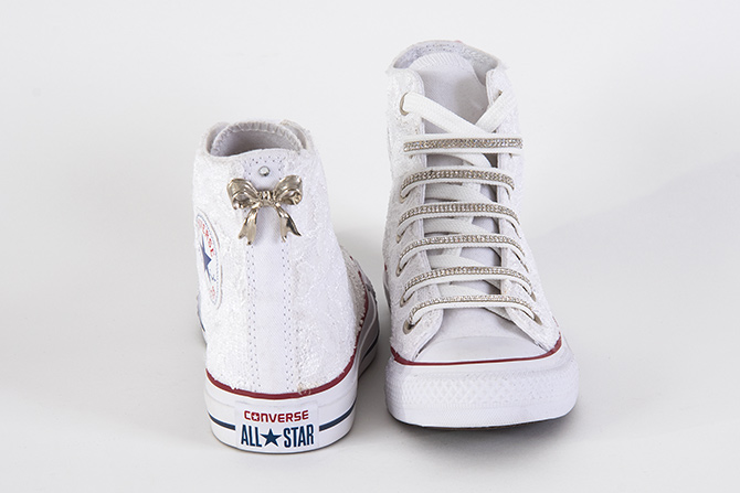 converse bianche in pizzo kit