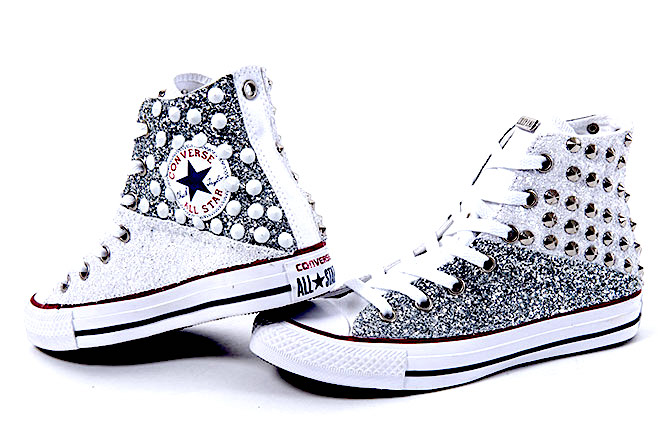 all star brillantini argento