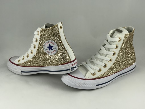 Converse All Star Personalizzate Glitter Oro | Lillylab scarpe  personalizzate