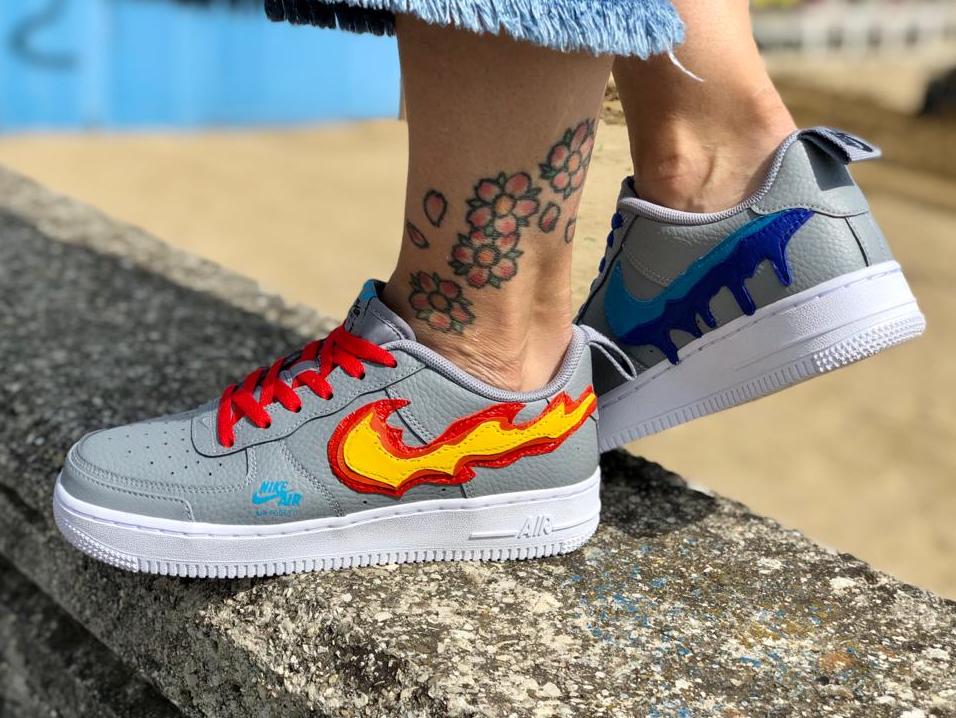 Nike Air Force One Custom G Fire Water LLab scarpe personalizzate