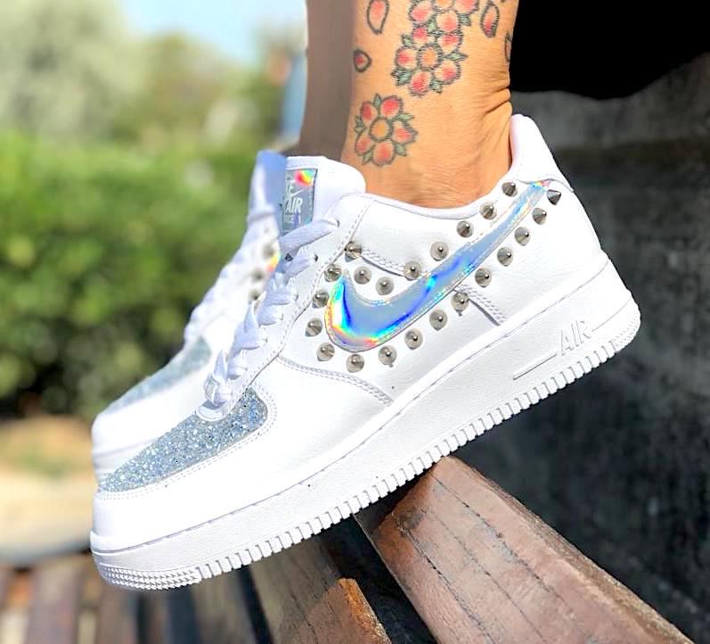 Nike Air Force One Custom Baffo Argento | Lillylab Scarpe Personalizzate