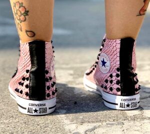 Converse All Star Custom Pitone Rosa Nera LLab Scarpe Custom