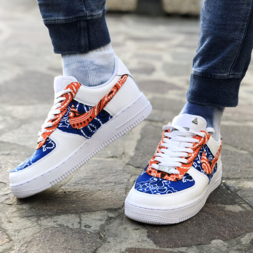 Nike Air Force One Custom Bandana Arancio Llab Scarpe Custom