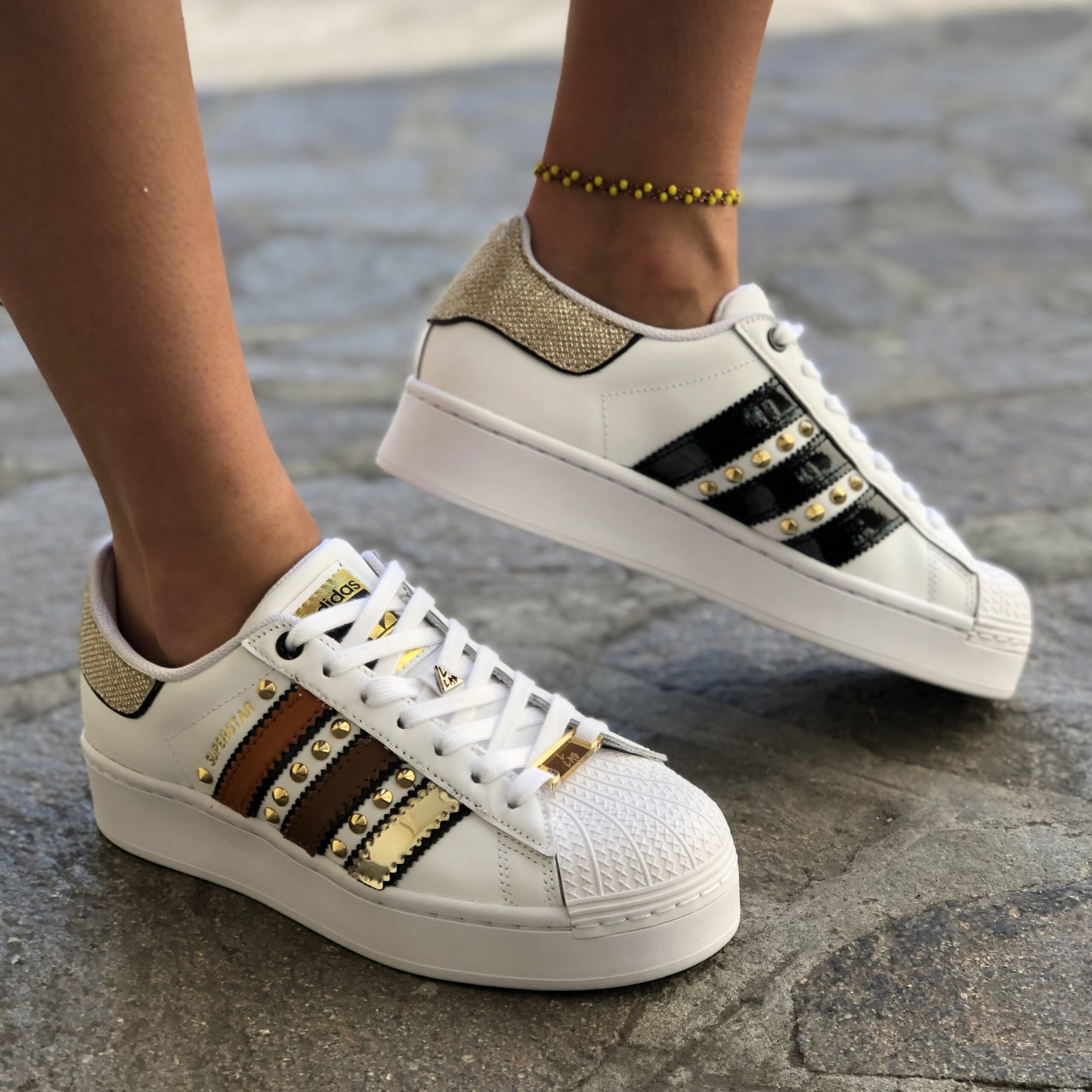 corona Establecer jardín Adidas Superstar Bold Personalizzate Glitter Oro | LLab scarpe custom