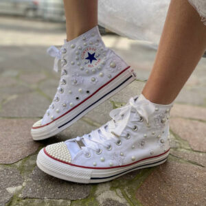 Converse All Star Personalizzate Sposa Perle LLab scarpe custom