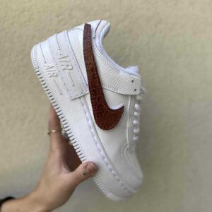 Nike Air Force 1 Shadow Custom Swoosh Intercambiabile Cocco Tabacco