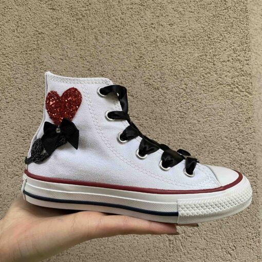 Converse All Star Custom Kids Cuori LLab scarpe personalizzate