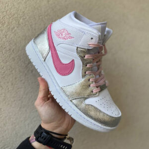 Nike Jordan 1 Custom Argento e Rosa LLab Scarpe Custom