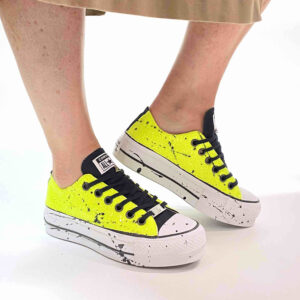 Converse Custom LOW Giallo Fluo LLab scarpe personalizzate