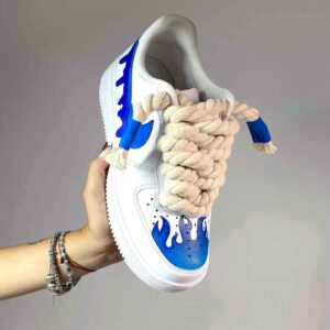 Nike Air Force One Custom Blu Fire Rope