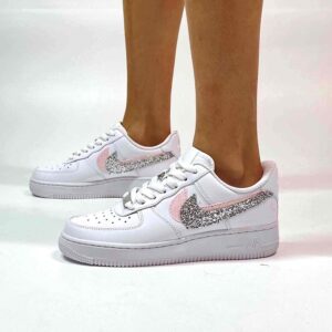 Nike Air Force One Custom Swoosh Glitter LLab Scarpe Custom